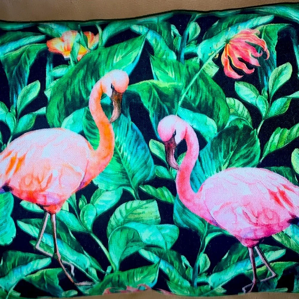 🇺🇸🎆 Pink Flamingos Tropical Throw Pillow NWT